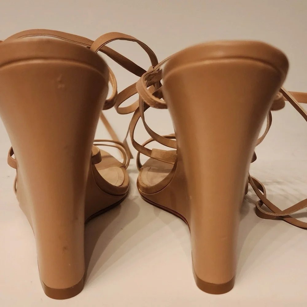 Schutz Deonne Casual Nappa Women’s Tan Strappy Leather Sandal High Heels Size 9 - Picture 6 of 15